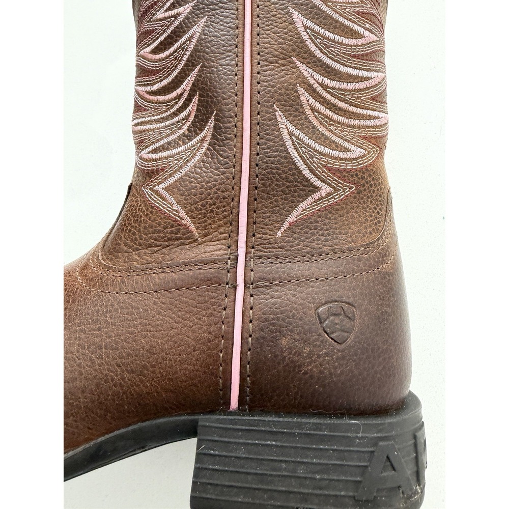 Ariat Firecatcher Y Kids Western Cowboy Boots Rowdy Brown Pink Size 2.5 M EU 33 - Picture 16 of 16